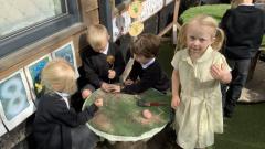 Children playing in garden 
