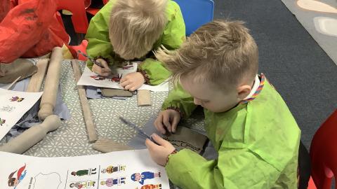 Boys drawing 