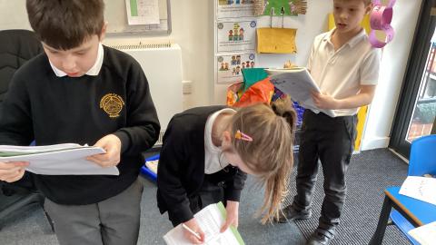 Class 3 pupils collecting data about their pets