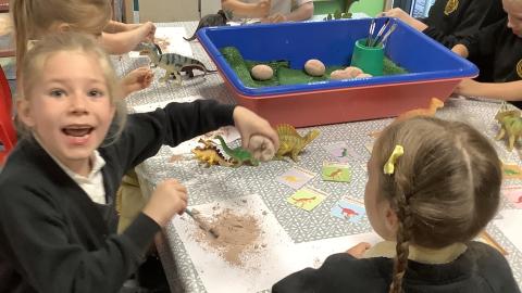 Digging in eggs to excavate for dinosaurs
