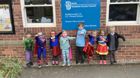 Children dressed as super heroes 