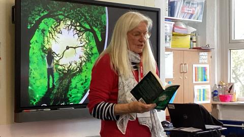 Author reading an extract of her book 