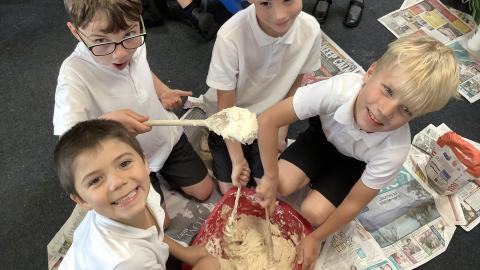 Pupils creating salt dough
