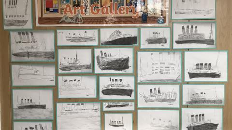 Art Gallery with sketches of RMS Titanic