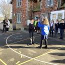 Team building game in the playground 