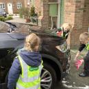 Children cleaning car