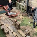 Children playing as builders 
