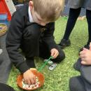 Child threading beads 