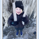 Boy holding icicle